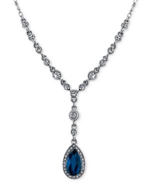 2028 Silver-tone Blue Stone Pendant Y-necklace