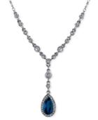 2028 Silver-tone Blue Stone Pendant Y-necklace