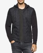 Calvin Klein Men's Slim-fit Mixed-media Herringbone Hoodie