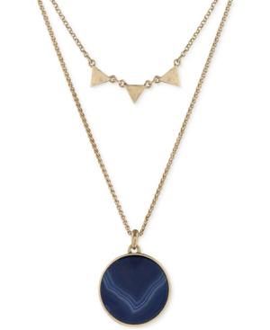 Lucky Brand Gold-tone Reconstituted Stone Layered Necklace