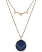 Lucky Brand Gold-tone Reconstituted Stone Layered Necklace