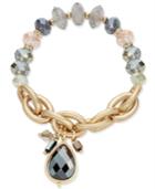 Inc International Concepts Gold-tone Mauve Beaded Large Link Charm Bracelet, Only At Macy's
