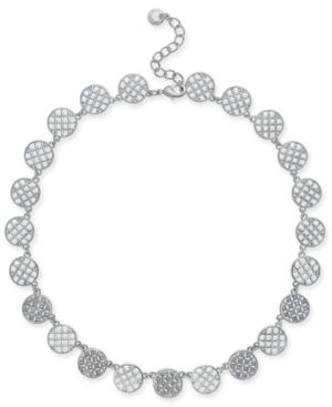 Charter Club Silver-tone Openwork & Pave Disc Collar Necklace, 18 + 2 Extender, Created For Macy's