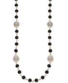Charter Club Gold-tone Crystal Flower & Jet Imitation Pearl Strand Necklace, 42 + 2 Extender, Created For Macy's