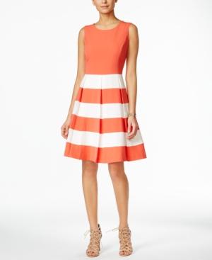 Nine West Bi-stretch Stripe Fit & Flare Dress