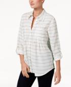 Style & Co Petite Paisley-back Striped Shirt, Only At Macy's