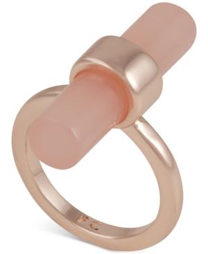 French Connection Rose Gold-tone Light Pink Tube Ring