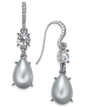 Charter Club Small Silver-tone Crystal & Imitation Pearl Drop Earrings, 1, Created For Macy's