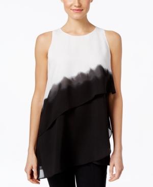 Alfani Prima Sleeveless Chiffon-overlay Top