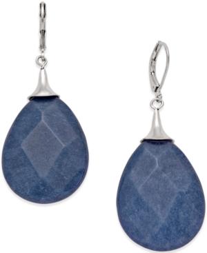 C.a.k.e By Ali Khan Now & Zen Silver-tone Blue Stone Faceted Drop Earrings