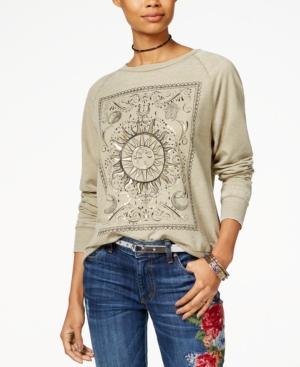 Rebellious One Juniors' Celestial Metallic Graphic Sweatshirt