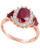 Certified Ruby (1-9/10 Ct. T.w.) & Diamond (1/3 Ct. T.w.) Ring In 14k Rose Gold