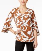 Alfani Printed Ruffle-sleeve Blouse, Only At Macy's