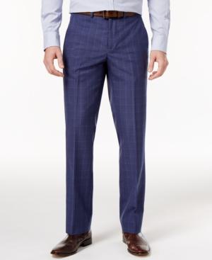 Nautica Men's Slim-fit Blue Glen Plaid Dress Pants