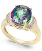 Mystic Topaz (4-9/10 Ct. T.w.) And White Topaz (1/4 Ct. T.w.) Ring In 14k Gold-plated Sterling Silver