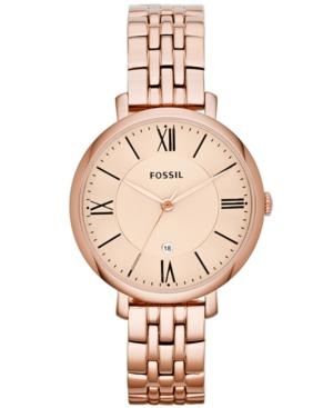 Fossil Women's Jacqueline Rose Gold-tone Stainless Steel Bracelet Watch 36mm Es3435