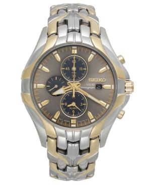 Seiko Watch, Men's Chronograph Solar Two-tone Stainless Steel Bracelet 43mm Ssc138