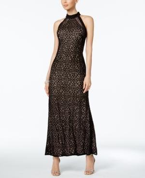 Nightway Petite Sequined Lace Gown