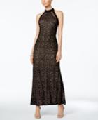 Nightway Petite Sequined Lace Gown
