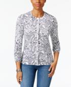Karen Scott Paisley-print Cardigan, Only At Macy's