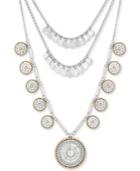 Lucky Brand Two-tone Patterned Disc Statement Necklace, 16 + 2 Extender
