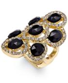 Inc International Concepts Gold-tone Black Stone Pave Stretch Ring, Only At Macy's