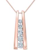 Diamond Graduated Bar 18 Pendant Necklace (1 Ct. T.w.) In 14k Rose Gold