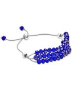 Charter Club Silver-tone Blue Bead Three-row Slider Bracelet, Only At Macy's