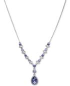 Givenchy Silver-tone Purple Crystal Collar Necklace