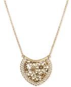 Lucky Brand Gold-tone Flower And Lace Pendant Necklace