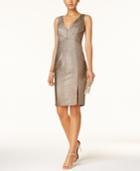 Adrianna Papell Metallic Ottoman-stitch Sheath Dress