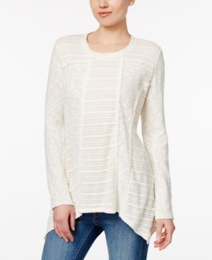 Style & Co Mixed-media Handkerchief-hem Top, Only At Macy's