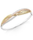 Diamond Tri Orbit Bangle Bracelet (1/2 Ct. T.w.) In 14k Two-tone Gold And Sterling Silver
