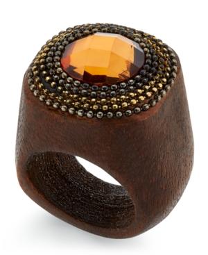 Going Global Dome Stone Wood Ring