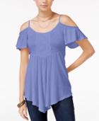 American Rag Cold-shoulder Lace-trim Top, Only At Macy's