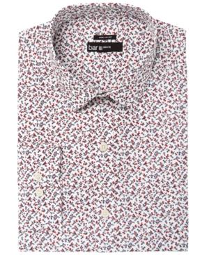 Bar Iii Men's Slim-fit Wear Me Out Stretch Easy-care Burgundy Blue Tossed Floral Print Dress Shirt, Created For Macy's