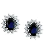 Royalty Inspired By Effy Sapphire (2-7/8 Ct.t.w.) And Diamond (3/4 Ct. T.w.) Stud Earrings In 14k White Gold