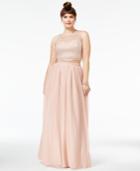 Sequin Hearts Trendy Plus Size 2-pc. Lace Illusion Gown