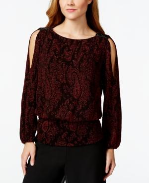 Msk Cold-shoulder Printed Blouson Top