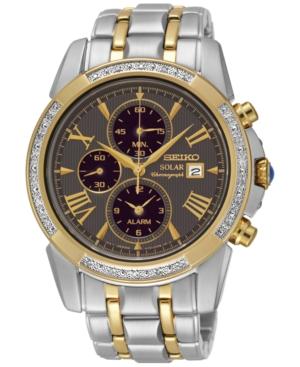 Seiko Men's Le Grand Sport Solar Chronograph Diamond (1/10 Ct. T.w.) Two-tone Stainless Steel Bracelet Watch 42mm Ssc312