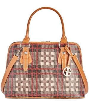 Giani Bernini Plaid Block Signature Dome Satchel, Created For Macy's