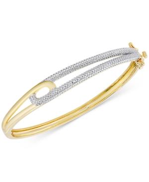Diamond Accent Interlocking Bangle Bracelet In Gold-plated Brass