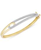 Diamond Accent Interlocking Bangle Bracelet In Gold-plated Brass