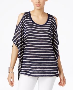 Style & Co. Striped Cold-shoulder Top, Only At Macy's