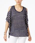 Style & Co. Striped Cold-shoulder Top, Only At Macy's
