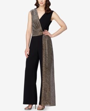 Tahari Asl Metallic Draped Jumpsuit