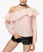 Minkpink On The Sly Ruffled One-shoulder Top