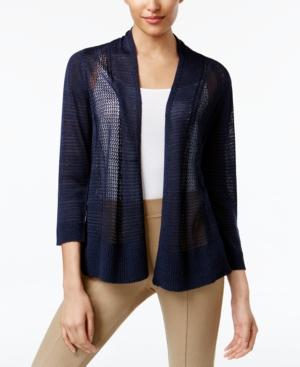 Alfani Petite Mixed-stitch Open-front Cardigan, Created For Macy's