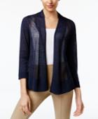 Alfani Petite Mixed-stitch Open-front Cardigan, Created For Macy's