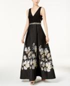 Betsy & Adam Floral-print Fit & Flare Gown